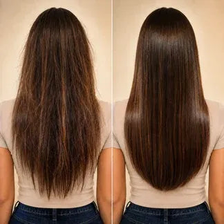 Comparativa de cabello antes y después del tratamiento capilar de caviar