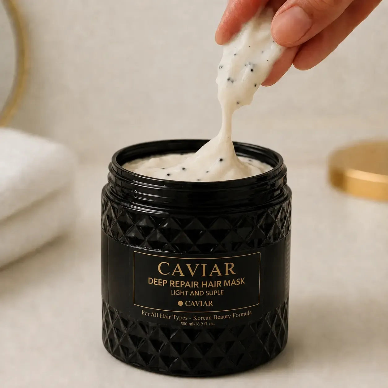 Tarro de la mascarilla capilar de caviar negro Océane Noir, 250 ml