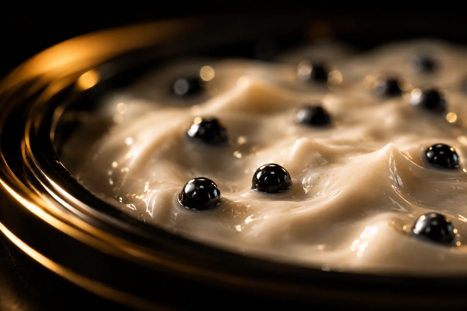 Textura cremosa de la mascarilla de caviar negro en primer plano